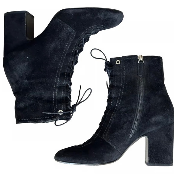 Laurence Decade Black Suede Lace Up Bootie - Picture 2 of 8
